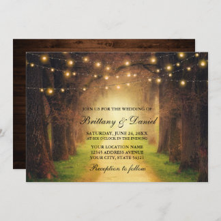 Invitación Boda de Rut Forest Path Wood String Lights