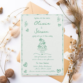 Invitación Boda de sabios de esgrima de esgrima a mano de mod