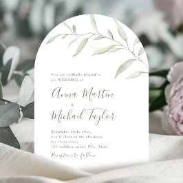 Invitación Boda de sabios rústicos de caligrafía verde mínima