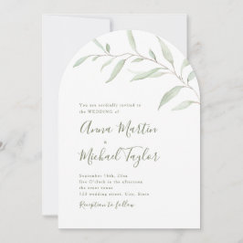 Invitación Boda de sabios rústicos de caligrafía verde mínima