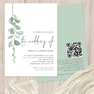 Invitación Boda de sabores de código QR para eucalipto de col