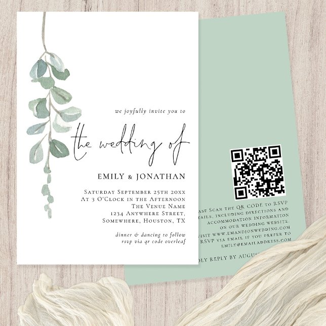 Invitación Boda de sabores de código QR para eucalipto de col (Subido por el creador)