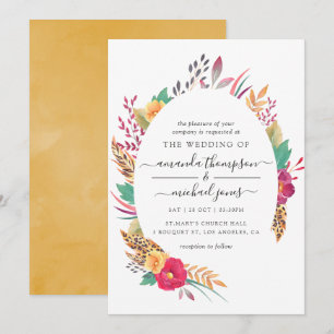 Invitación Boda de safari floral con acuarela
