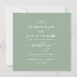 Invitación Boda de Sage Green Rustic Calligraphy Square