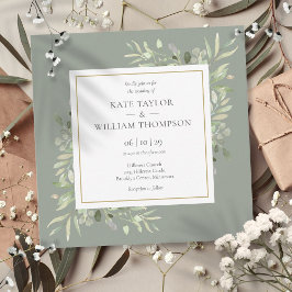 Invitación Boda de Sage Greenery Botánico Aquarela