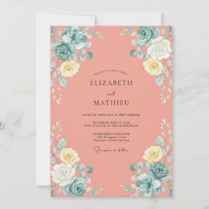 Invitación Boda de Salmón Peonía