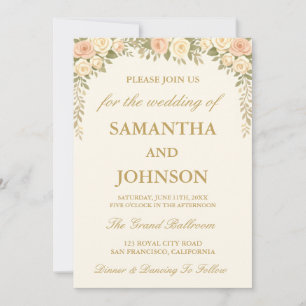 Invitación Boda de salón de baile elegante marfil vintage