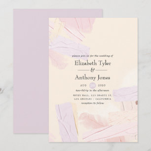 Invitación Boda de salpicaduras de pintura rosa y lavanda Pas