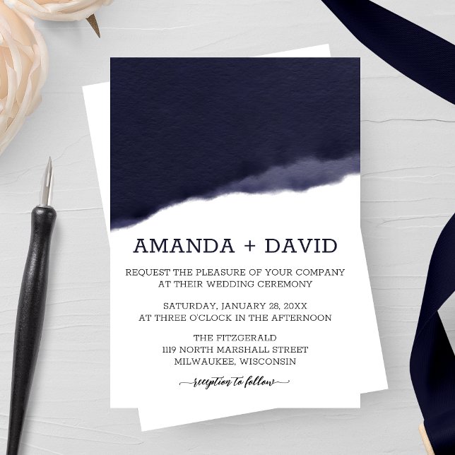 Invitación Boda de salto de pincel de acuarela de la marina (Subido por el creador)