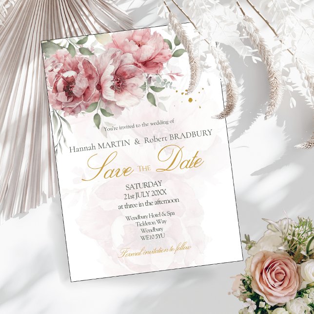 Invitación Boda de Salvaguardar la Fecha de Rosas Rosadas  (Subido por el creador)