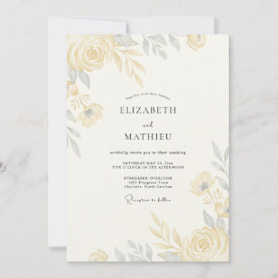 Invitación Boda de Salvia con Follaje de Champagne Plateado