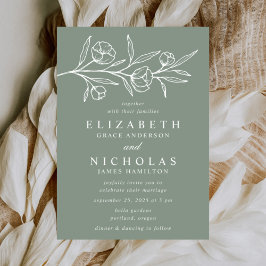 Invitación Boda de salvia floral esbozada
