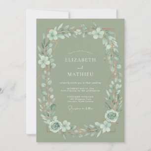 Invitación Boda de salvia menta ramita eucalipto