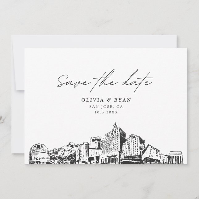 Invitación Boda de San José CA Guardar la fecha moderna (Anverso)