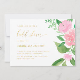 Invitación Boda de sangre rosa y caligrafía ducha de novia
