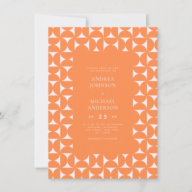 Invitación Boda de sangre rosa y Naranja de mediados del sigl (Anverso)