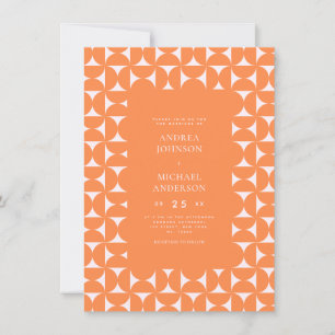 Invitación Boda de sangre rosa y Naranja de mediados del sigl