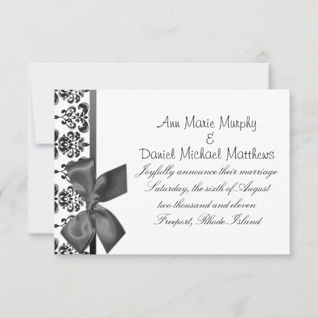 Invitación Boda de satén negro (Anverso)