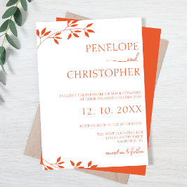 Invitación Boda de script de caligrafía simple Naranja