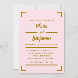 Invitación Boda de script manuscrito simple rosa