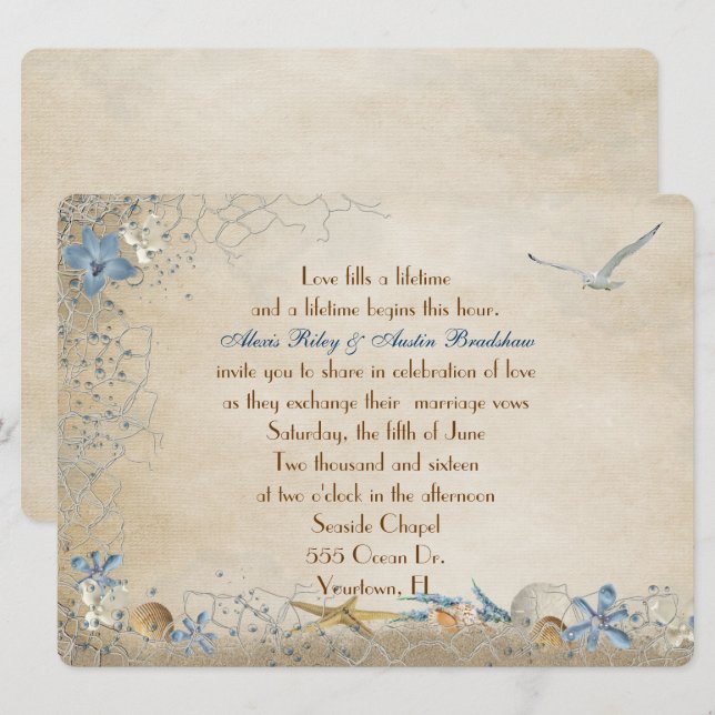 Invitación Boda de Seashore (Anverso / Reverso)