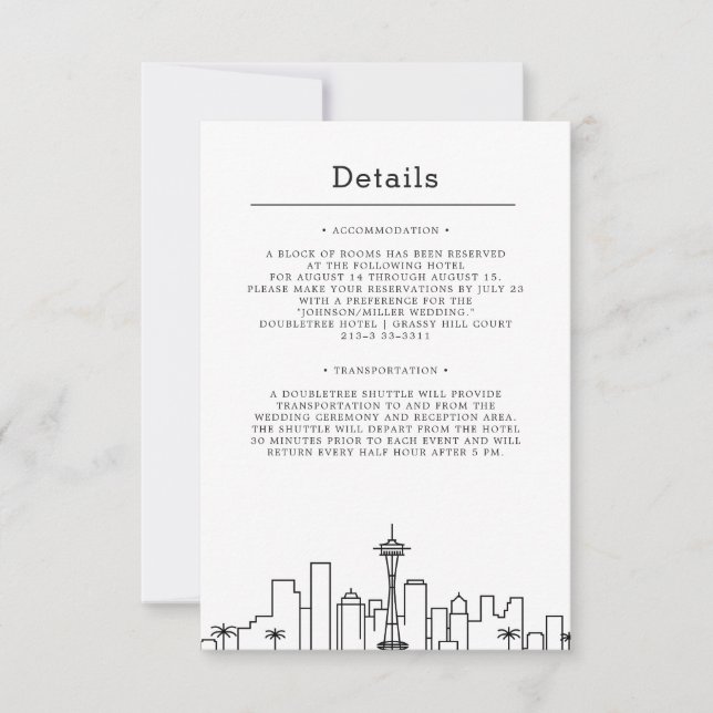 Invitación Boda de Seattle | Detalles del invitado (Anverso)