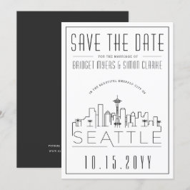 Invitación Boda de Seattle | Estilizado Skyline Guardar la fe
