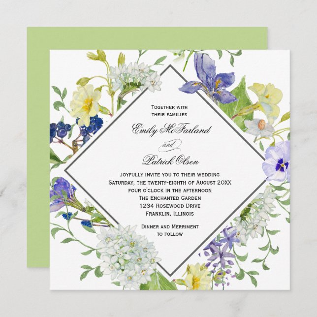 Invitación Boda de Secret Garden Boho Wildflowers (Anverso / Reverso)