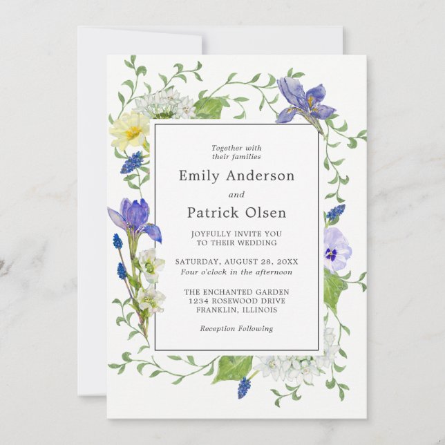 Invitación Boda de Secret Garden Rustic Boho Wildflowers (Anverso)