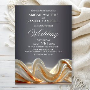 Invitación Boda de seda dorada