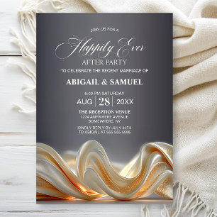 Invitación Boda de seda dorada después de Fiesta