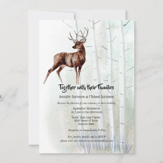 Invitación Boda de selva acuática de invierno de Dusky (Anverso)