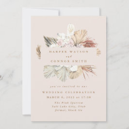 Invitación Boda de selva floral de Rubor Wreath Pampas