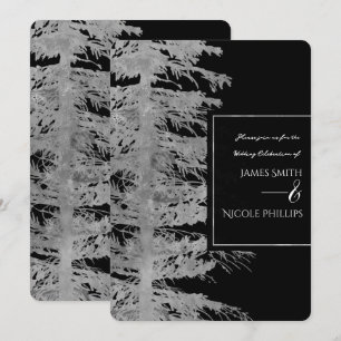 Invitación Boda de selva rústica de pino de glam negro platea