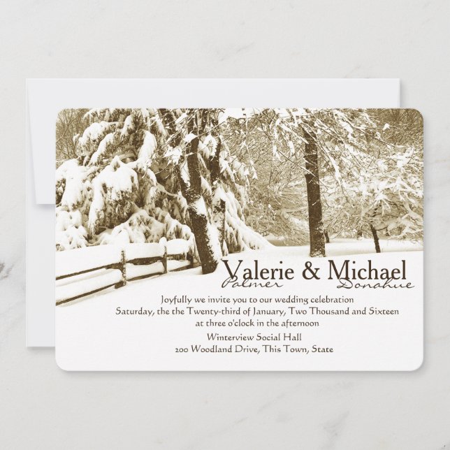 Invitación Boda de Serenidad de Invierno (Anverso)