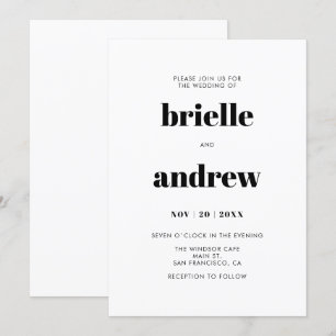Invitación Boda de serie negrita simple