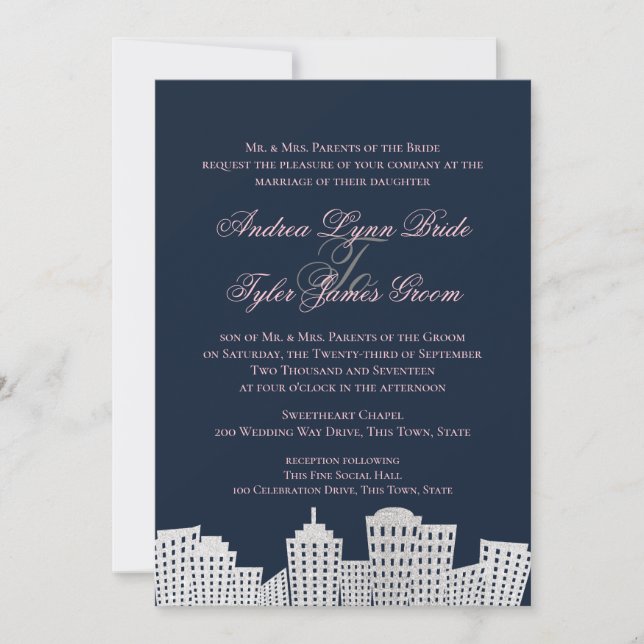 Invitación Boda de Silhouette de Big City (Anverso)