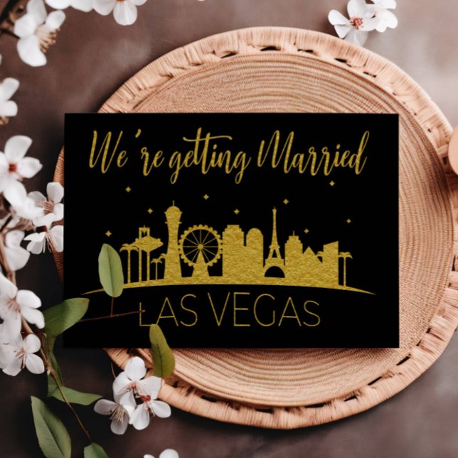 Invitación Boda De Silhouette De Black And Gold Las Vegas (Subido por el creador)