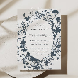 Invitación Boda de Silhouette Marina Blue Wildflower