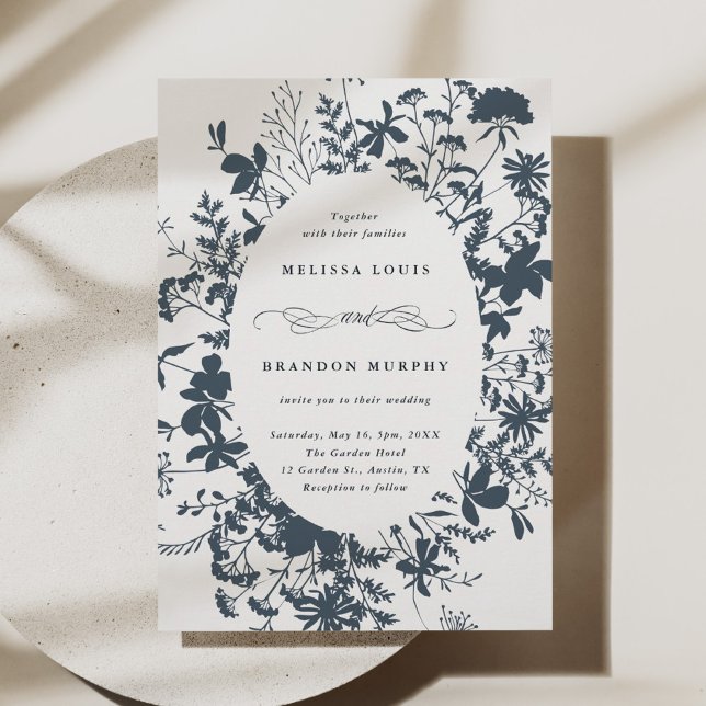 Invitación Boda de Silhouette Marina Blue Wildflower (Subido por el creador)