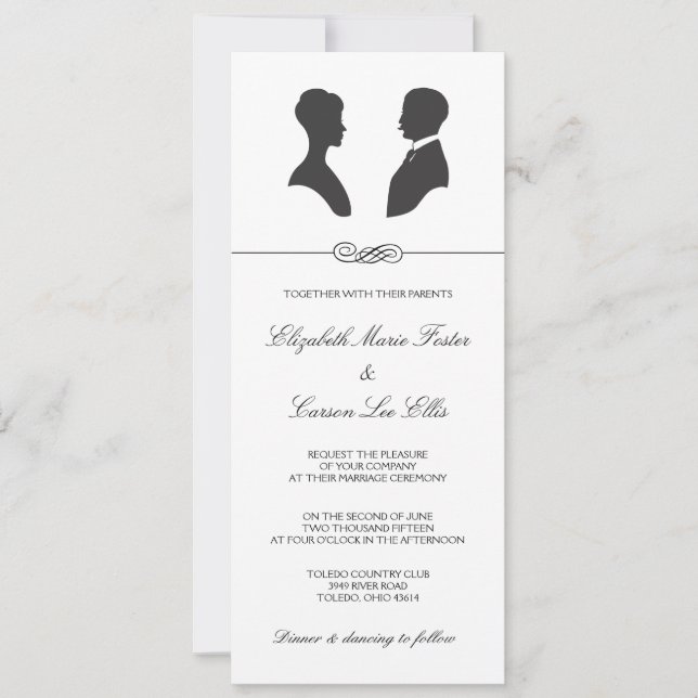 Invitación Boda de silueta de época (Anverso)