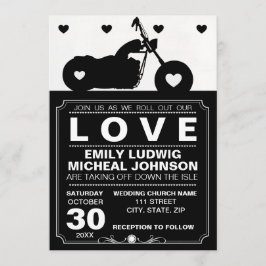 Invitación Boda de silueta de motociclismo negro y blanco