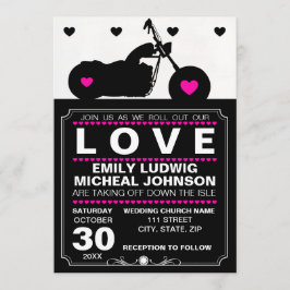 Invitación Boda de silueta de motociclismo negro y blanco
