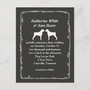 Invitación Boda de siluetas de perro boxeador