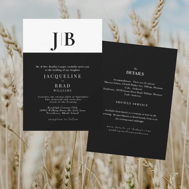 Invitación Boda de simplicidad en blanco y negro (Subido por el creador)