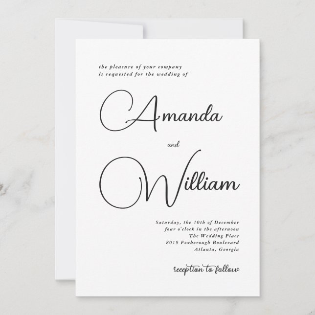 Invitación Boda de simplicidad moderna (Anverso)