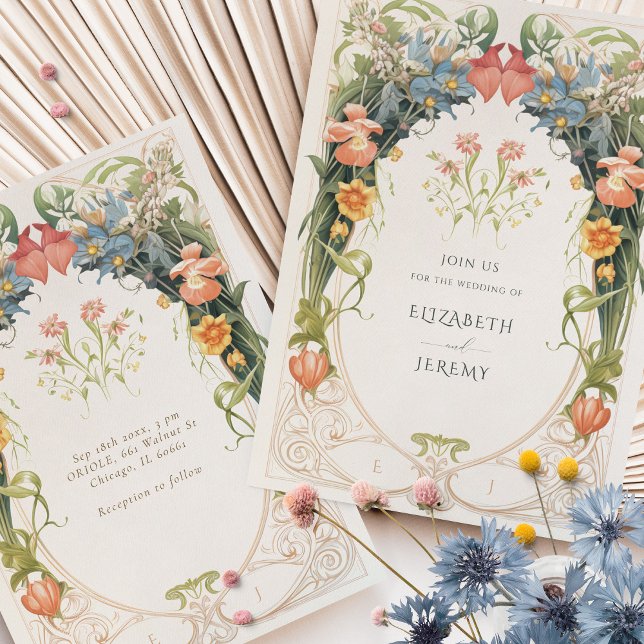 Invitación Boda de Sinfonía Floral Inspirada en el Art Nouvea (Subido por el creador)