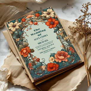 Invitación Boda de Sinfonía Floral Inspirada en el Art Nouvea