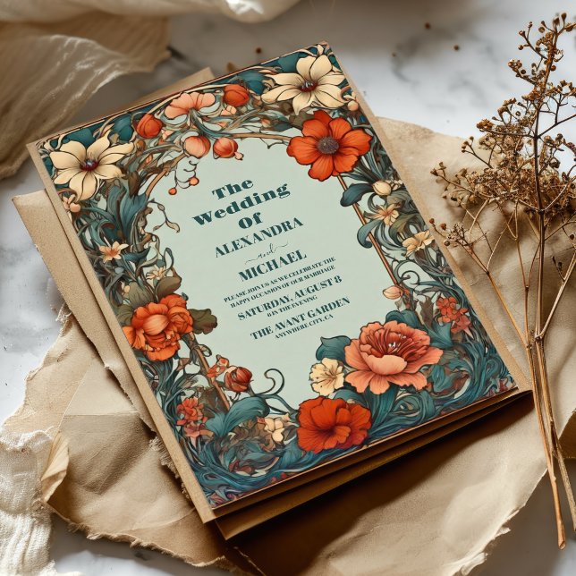 Invitación Boda de Sinfonía Floral Inspirada en el Art Nouvea (Subido por el creador)