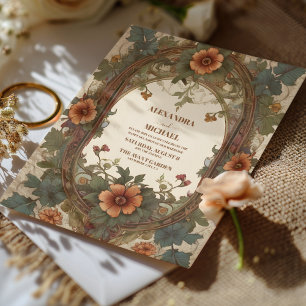 Invitación Boda de Sinfonía Floral Inspirada en el Art Nouvea
